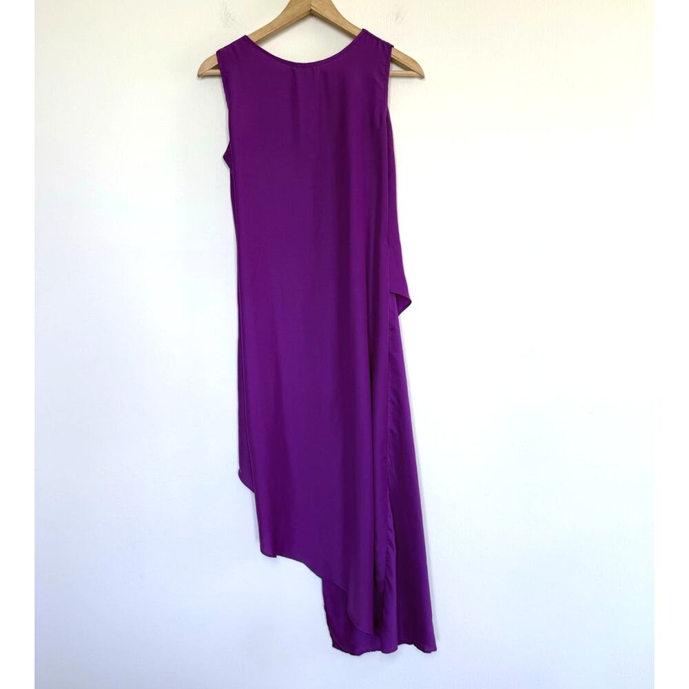 rare PATTY ANG Atelier bright orchid purple silky sleeveless hi lo midi dress - Picture 4 of 8